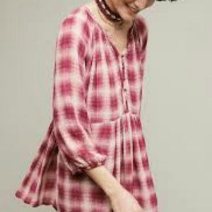 Maeve Anthro Calavan Pink plaid tunic Large